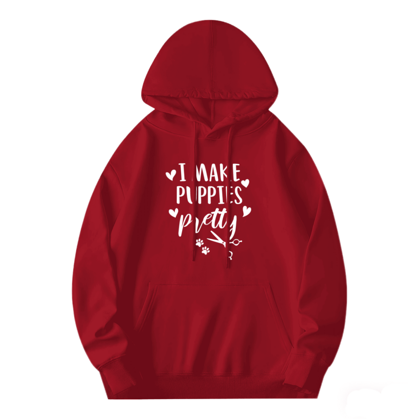 Cute Dog Groomer Heart Red Hoodie, Unisex Pet Lover Soft Warm Hoodie