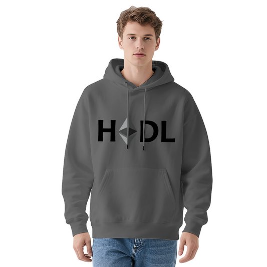 Crypto HODL Ethereum Grey Hoodie, Relaxed Comfort Investor Street Pullover