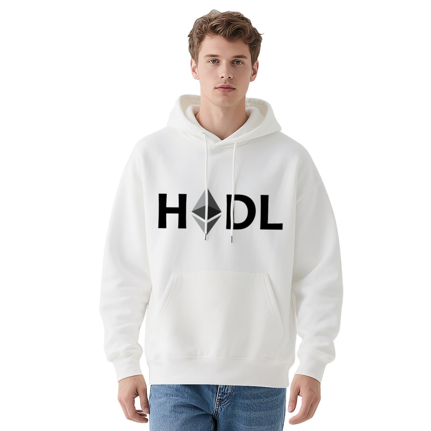 Crypto HODL Ethereum Grey Hoodie, Relaxed Comfort Investor Street Pullover