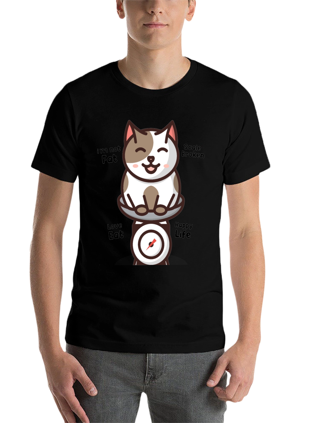 Funny Cat Scale T-Shirt - Im Not Fat