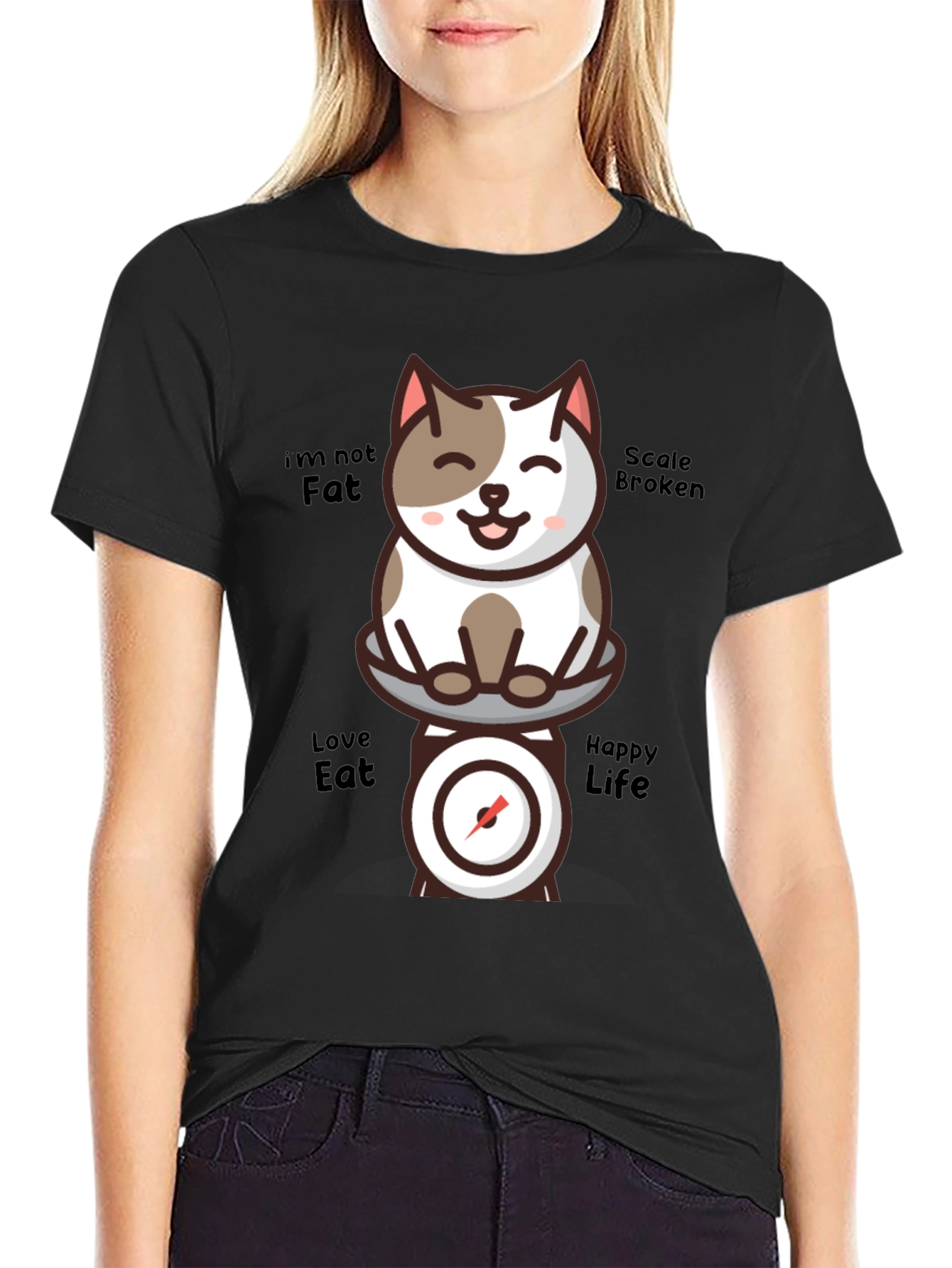 Funny Cat Scale T-Shirt - Im Not Fat