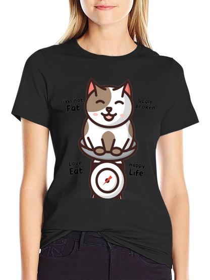 Funny Cat Scale T-Shirt - Im Not Fat