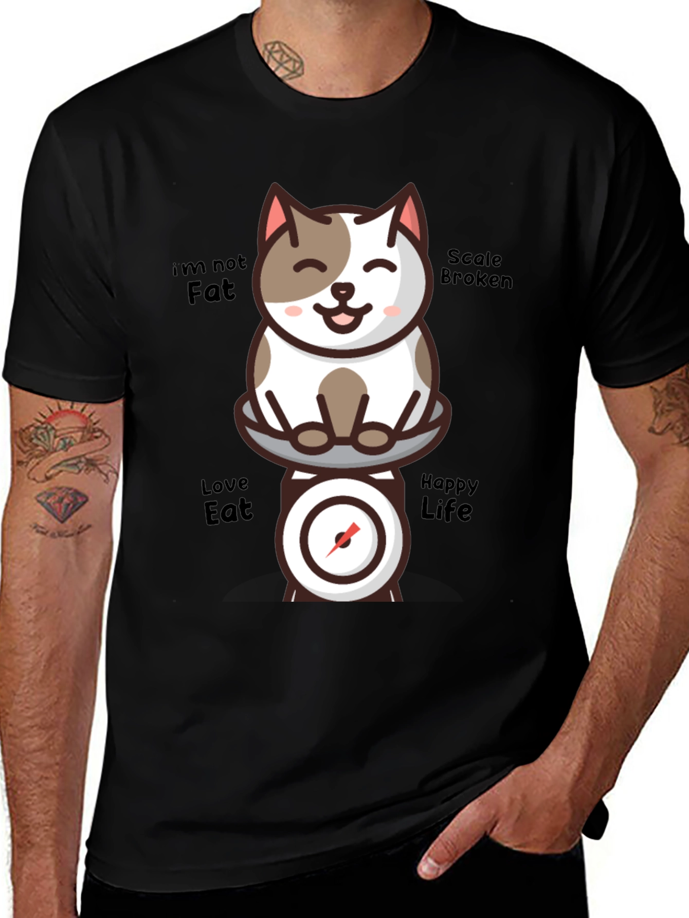 Funny Cat Scale T-Shirt - Im Not Fat