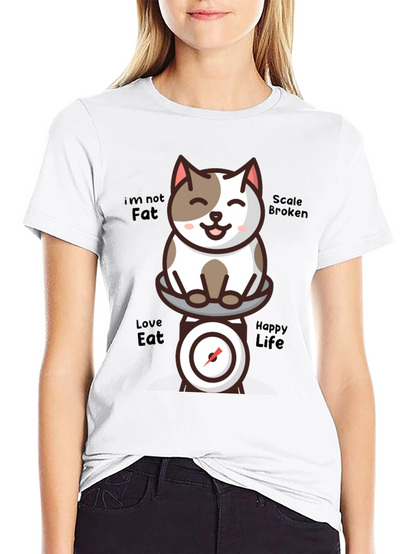 Funny Cat Scale T-Shirt - Im Not Fat