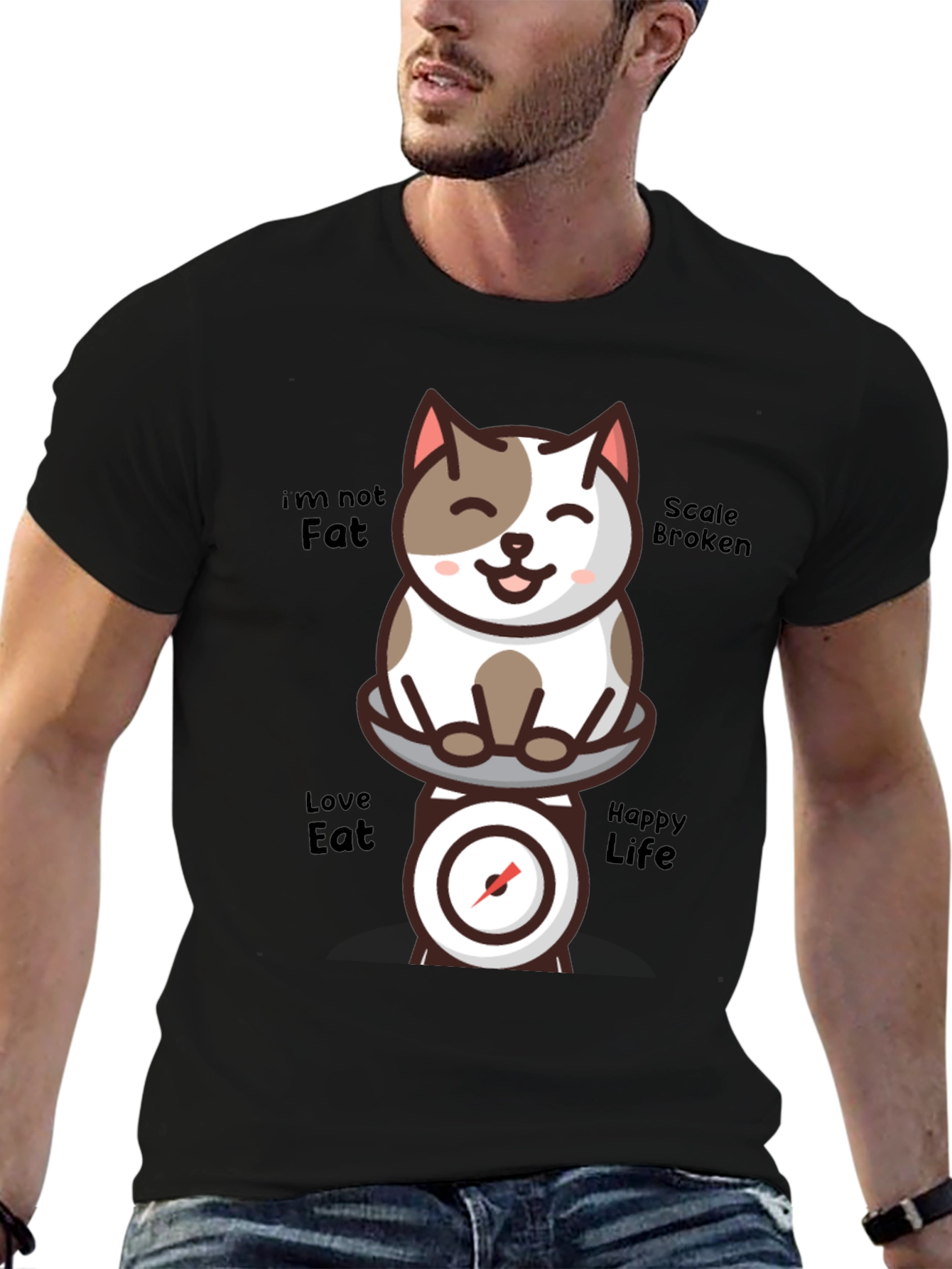 Funny Cat Scale T-Shirt - Im Not Fat