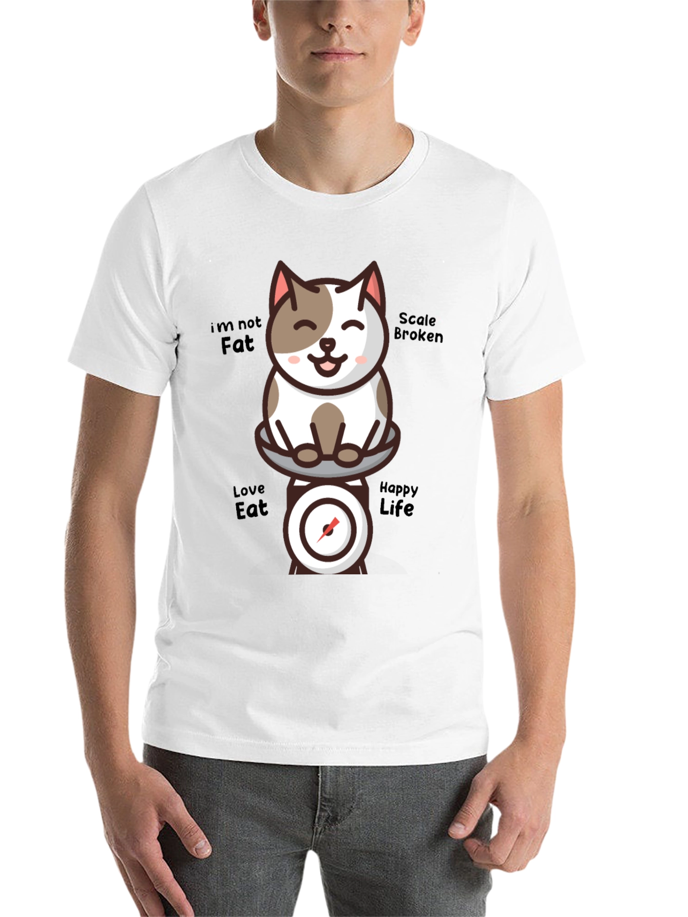 Funny Cat Scale T-Shirt - Im Not Fat