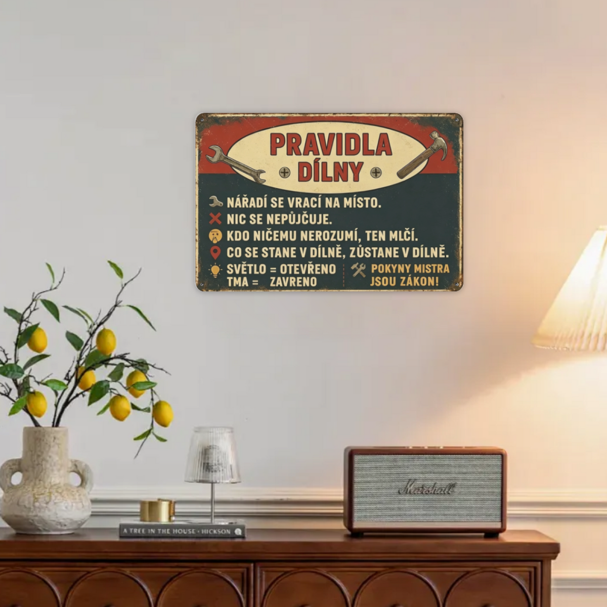 Czech Workshop Rules Retro Garage Decor Tin Sign
