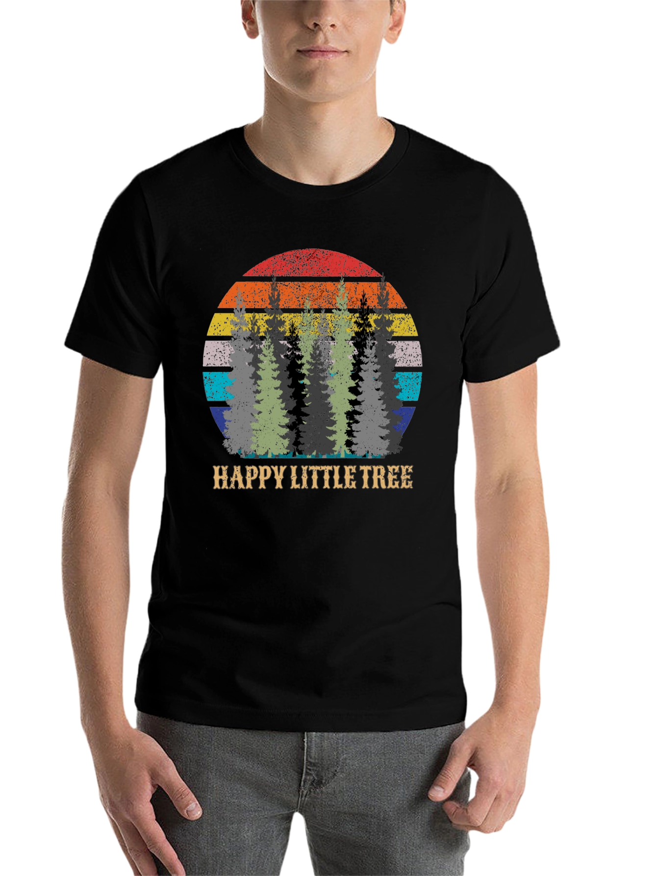 Happy Little Tree Graphic Tee - Retro Style