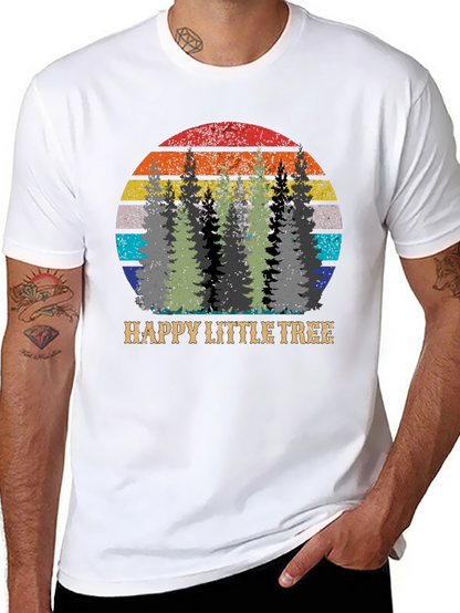 Happy Little Tree Graphic Tee - Retro Style