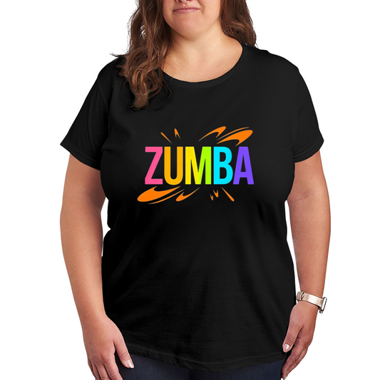 Vibrant Rainbow Zumba Dance Logo Plus Size Women's Printed T-Shirt