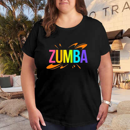 Vibrant Rainbow Zumba Dance Logo Plus Size Women's Printed T-Shirt