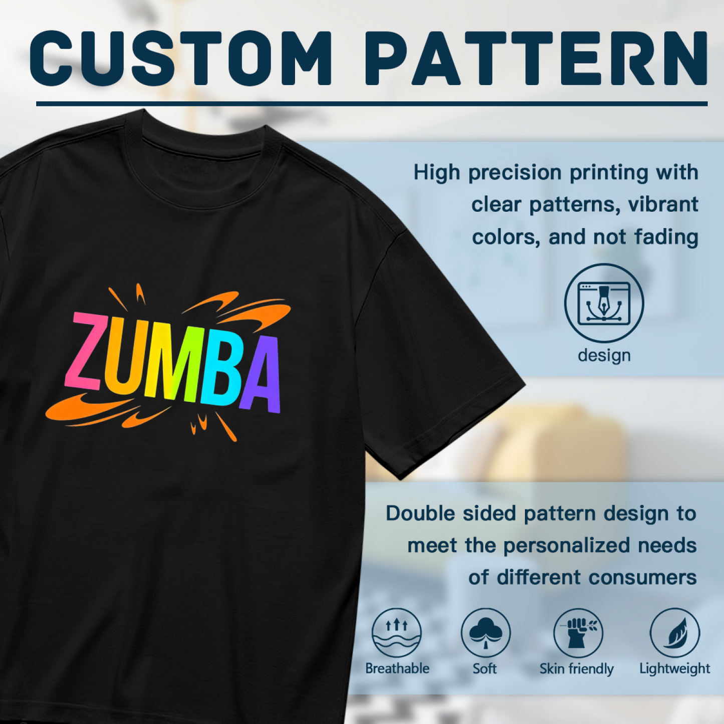 Vibrant Rainbow Zumba Dance Logo Plus Size Women's Printed T-Shirt