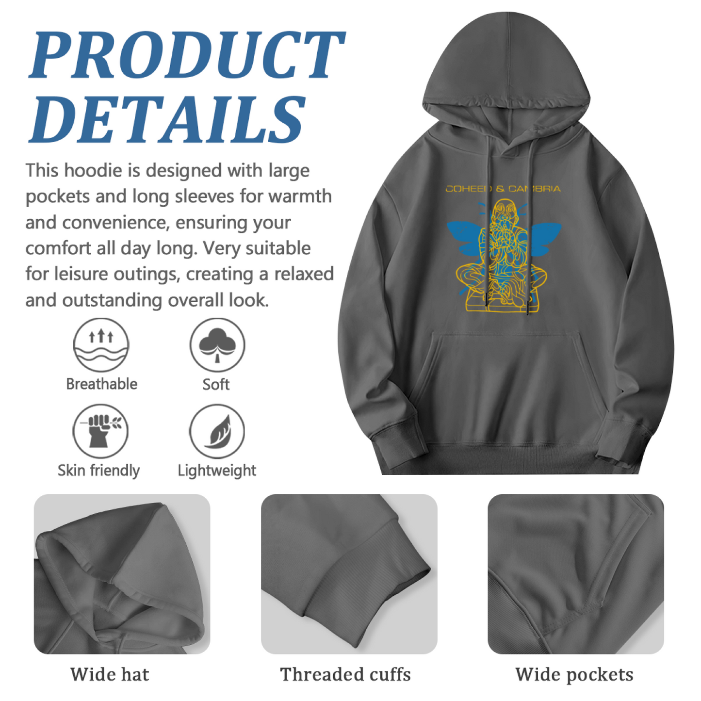 Coheed & Cambria Band Art Gray Hoodie, Rock Music Fan Relaxed Top
