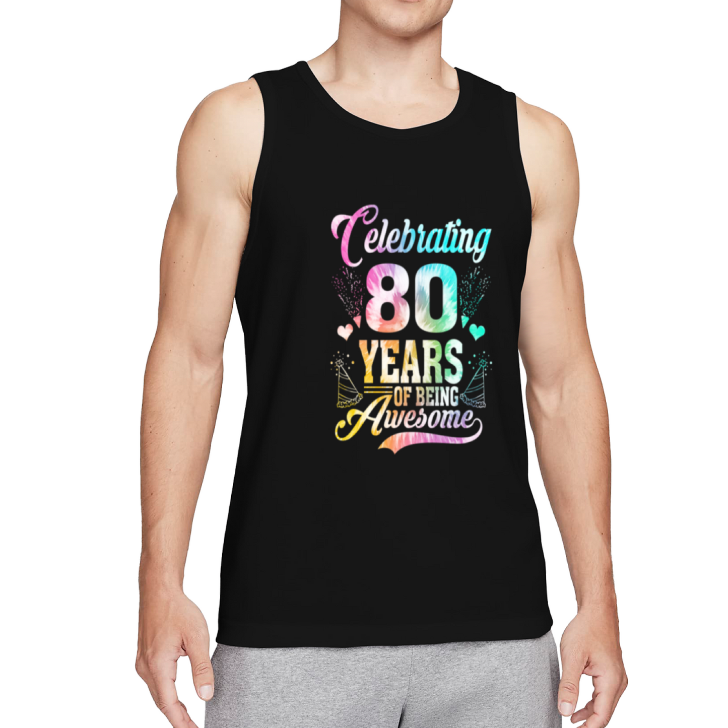 Tie Dye Celebrating 80 Years Awesome Birthday Tank