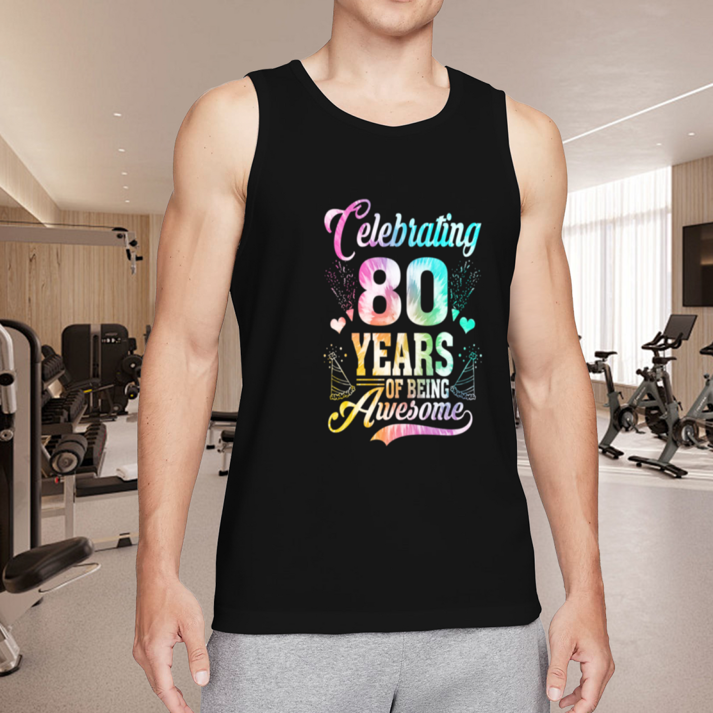 Tie Dye Celebrating 80 Years Awesome Birthday Tank