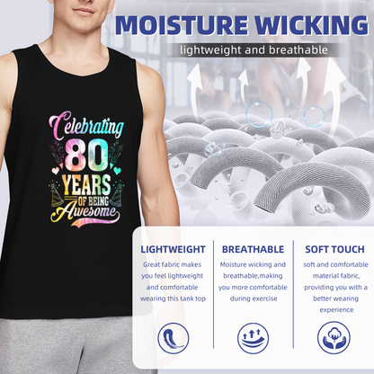 Tie Dye Celebrating 80 Years Awesome Birthday Tank