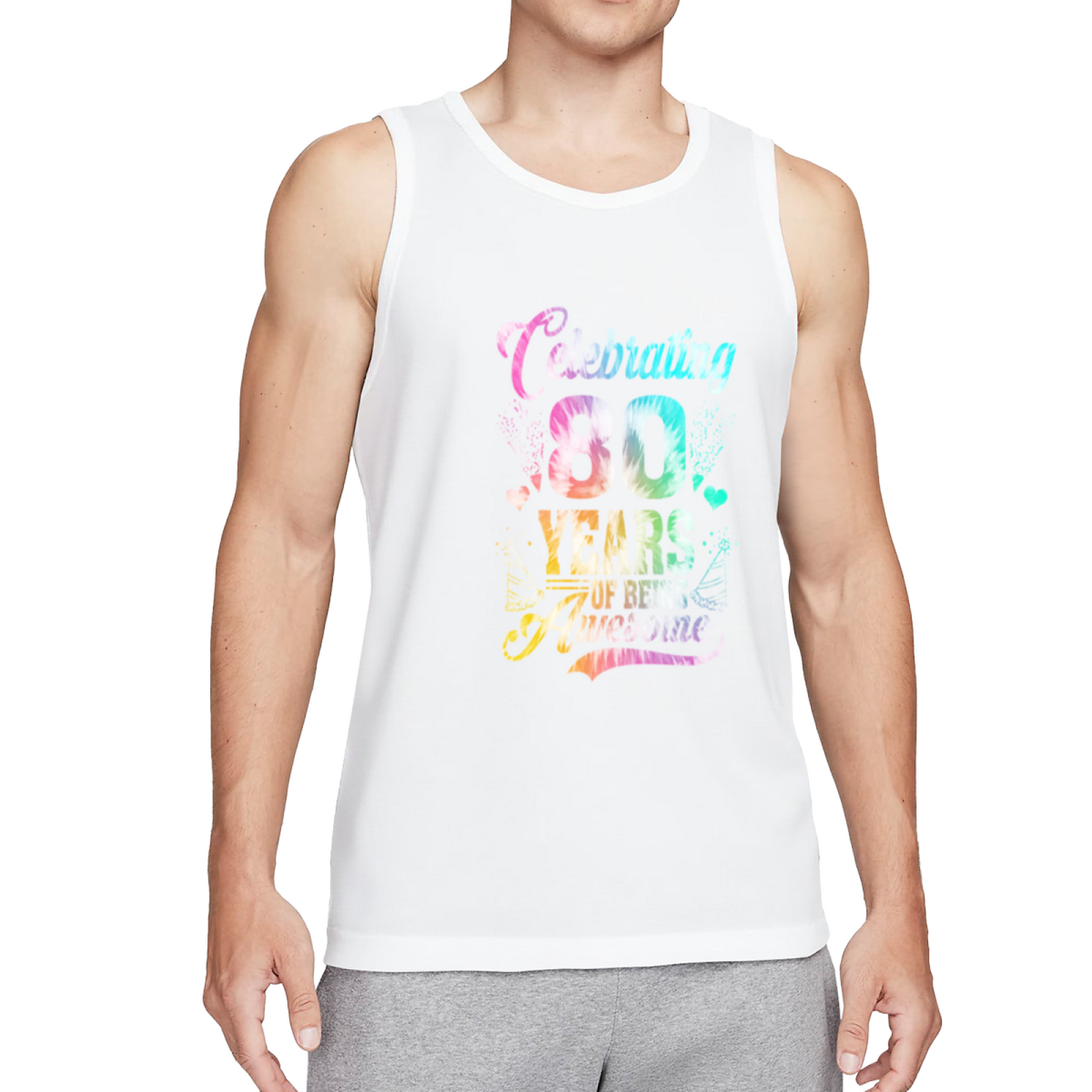 Tie Dye Celebrating 80 Years Awesome Birthday Tank
