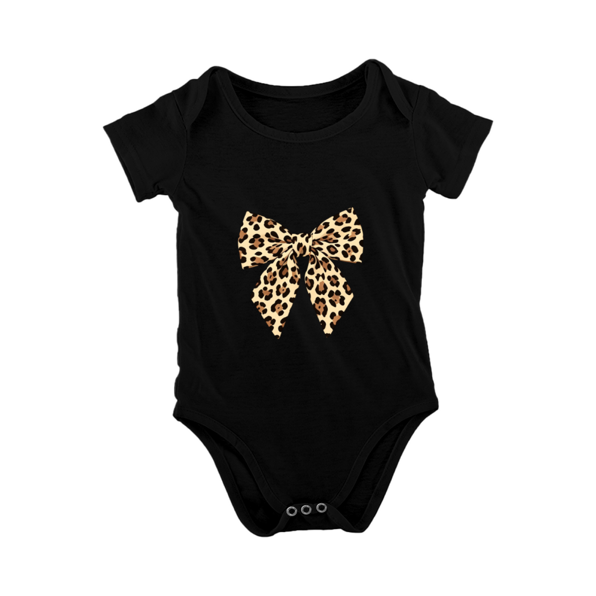 Trendy Leopard Print Bow Stylish Baby Girl Bodysuit