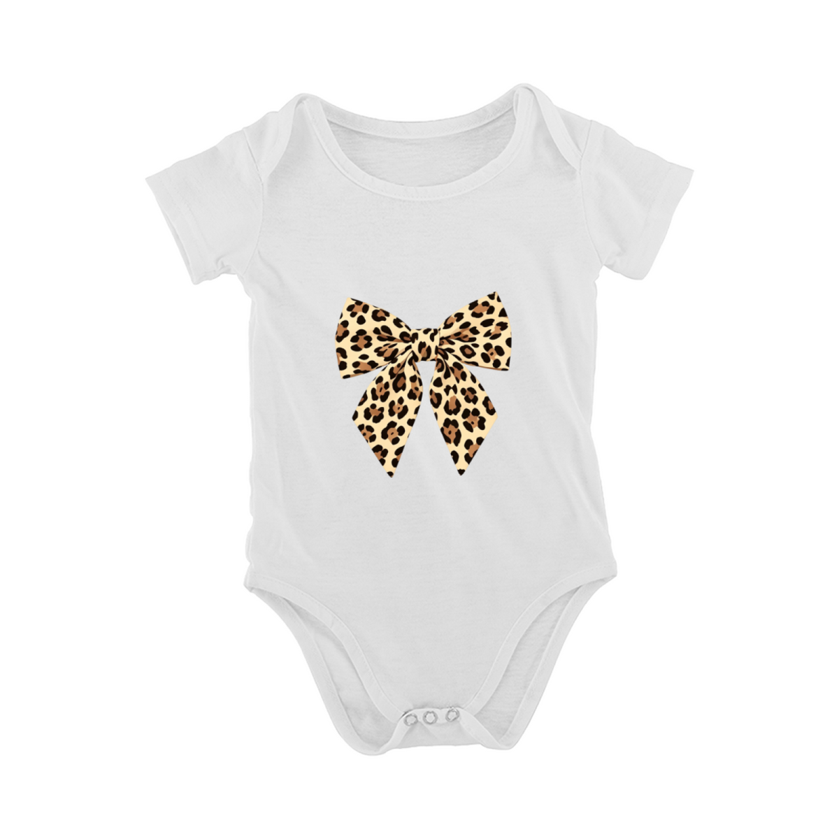 Trendy Leopard Print Bow Stylish Baby Girl Bodysuit