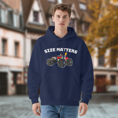 Size Matters Monster Off-Road Truck Graphic Hoodie, Mens Cozy Outdoor Pullover
