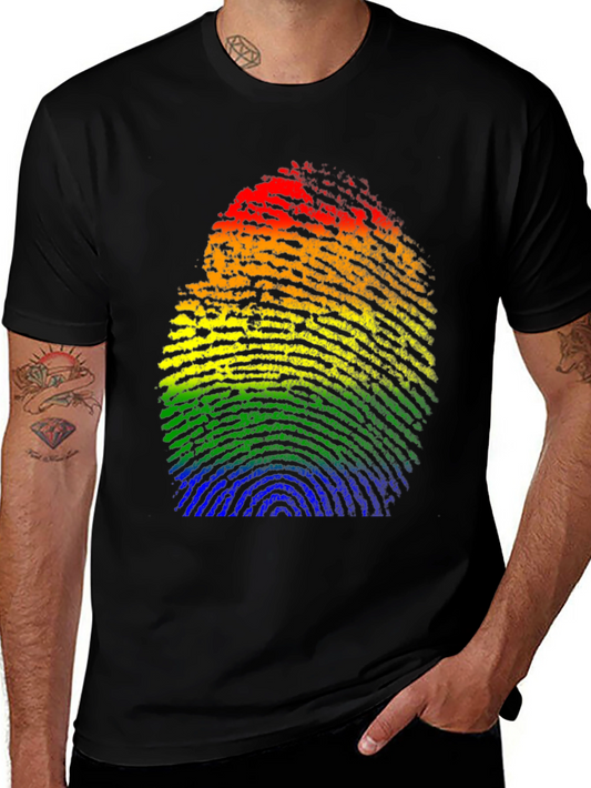Pride Fingerprint Graphic Tee - Black LGBTQ+ Shirt