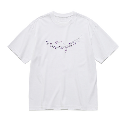 Elegant Lavender Watercolor Twig Plus Size Women Printed T-Shirt