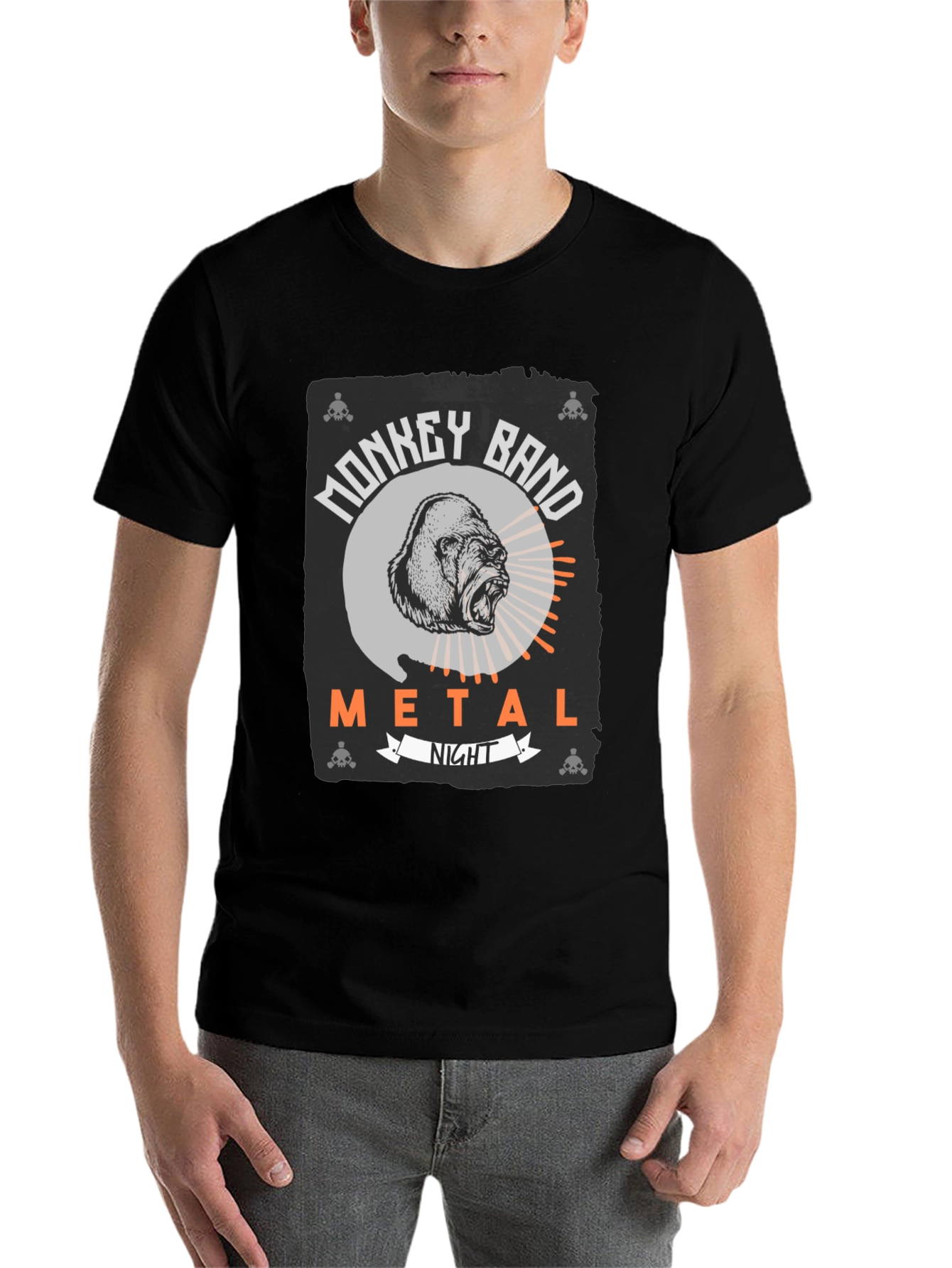 Monkey Band Metal Night Black Graphic T-Shirt