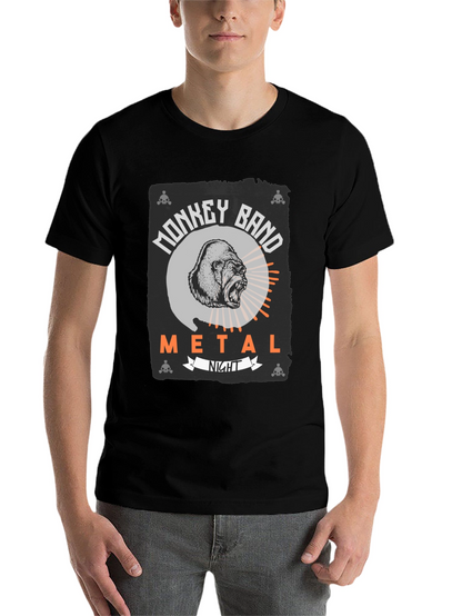 Monkey Band Metal Night Black Graphic T-Shirt
