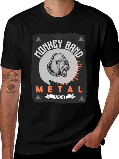 Monkey Band Metal Night Black Graphic T-Shirt