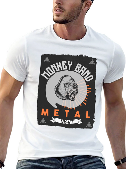 Monkey Band Metal Night Black Graphic T-Shirt