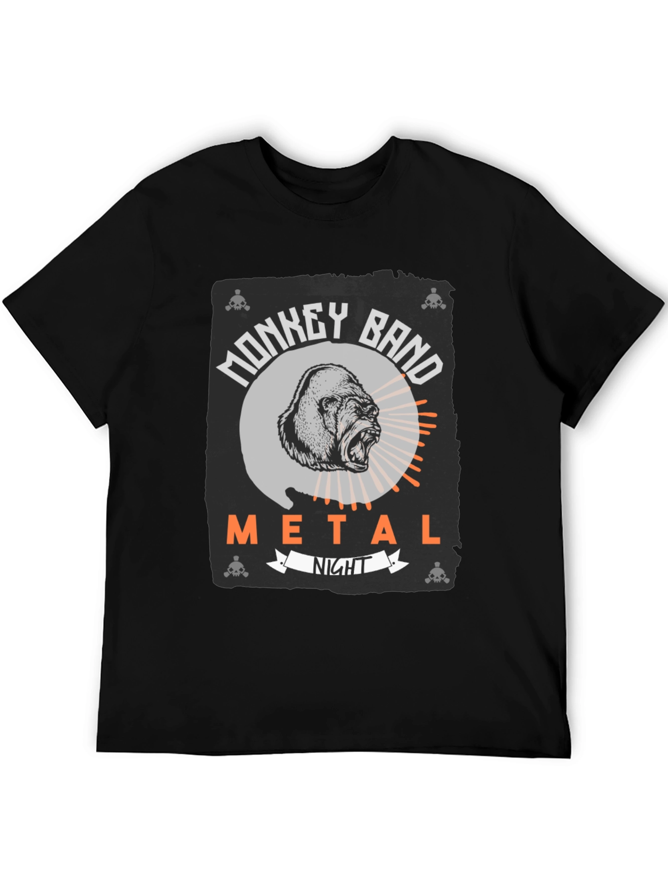 Monkey Band Metal Night Black Graphic T-Shirt