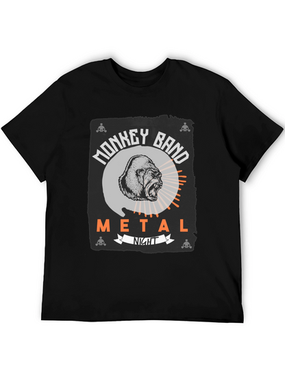 Monkey Band Metal Night Black Graphic T-Shirt