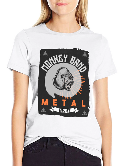 Monkey Band Metal Night Black Graphic T-Shirt