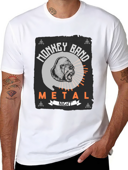 Monkey Band Metal Night Black Graphic T-Shirt
