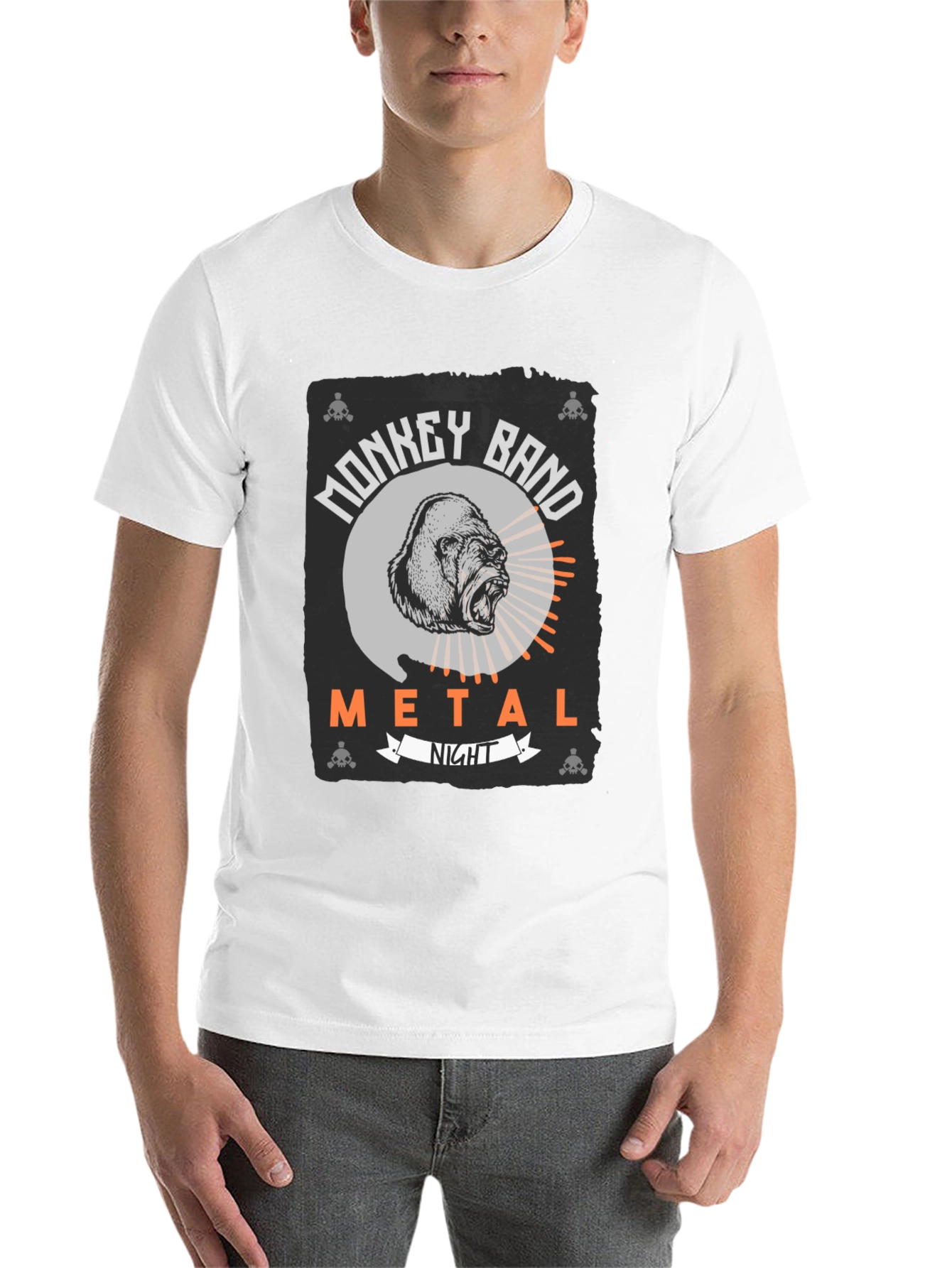 Monkey Band Metal Night Black Graphic T-Shirt