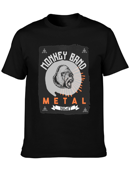 Monkey Band Metal Night Black Graphic T-Shirt