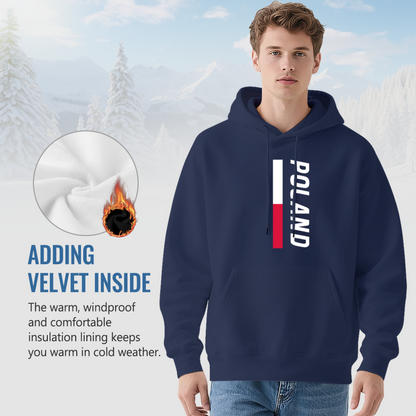Vertical Poland Flag Patriotic Navy Hoodie
