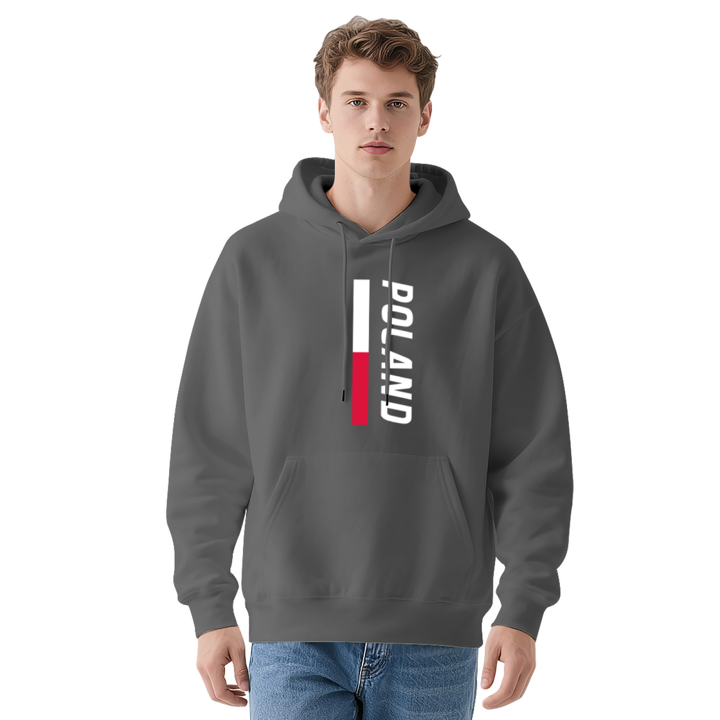 Vertical Poland Flag Patriotic Navy Hoodie