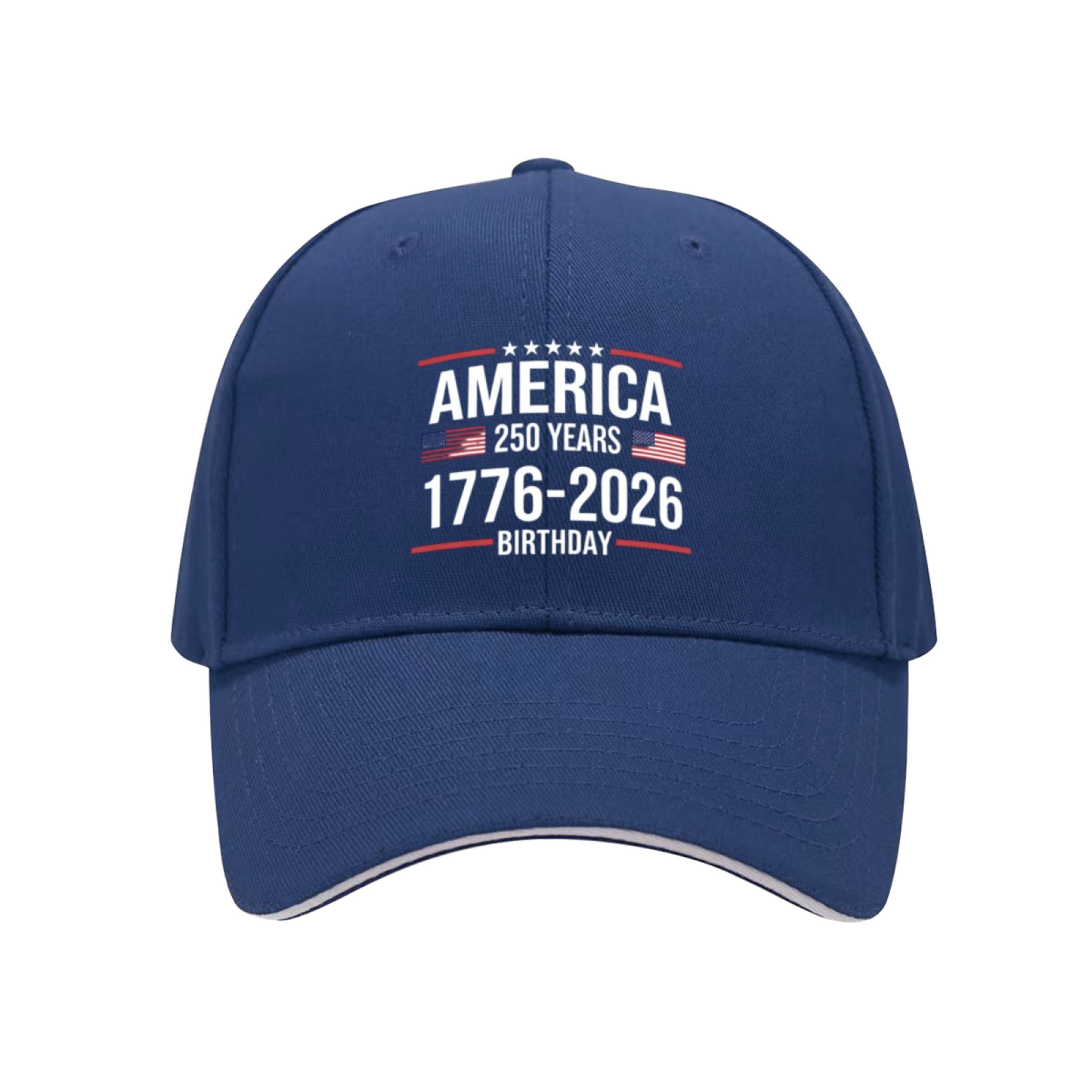America 250 Years 1776-2026 Red Sandwich Brim Baseball Cap Patriotic Hat