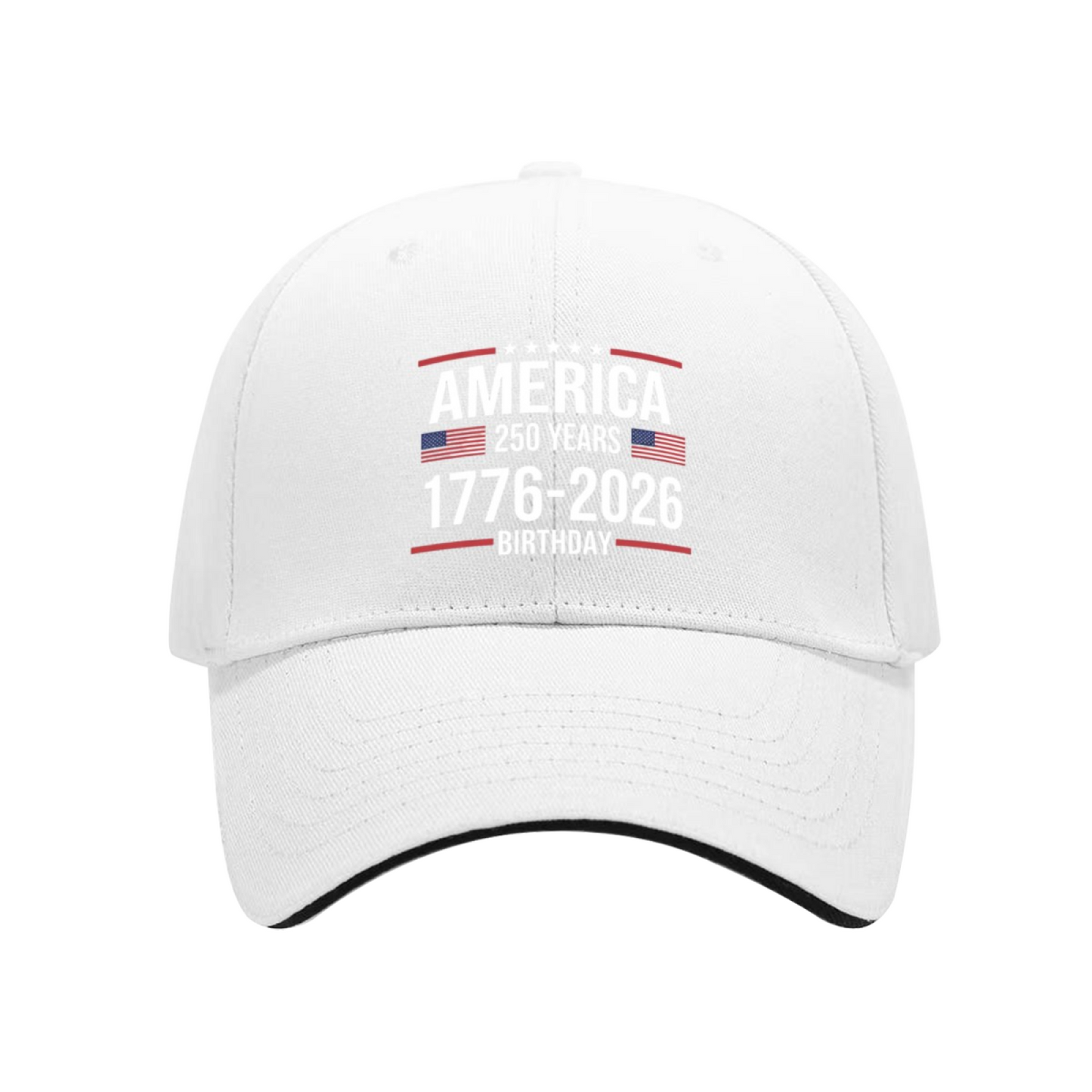 America 250 Years 1776-2026 Red Sandwich Brim Baseball Cap Patriotic Hat