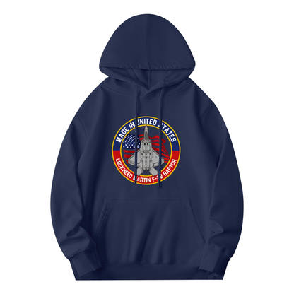 Made In USA F-22 Raptor Fighter Jet Unisex Hoodie, Warm Comfort Aviation Pullover