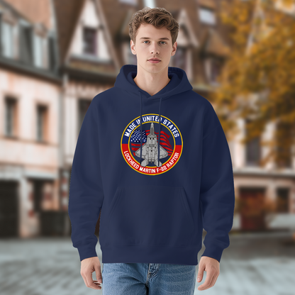 Made In USA F-22 Raptor Fighter Jet Unisex Hoodie, Warm Comfort Aviation Pullover