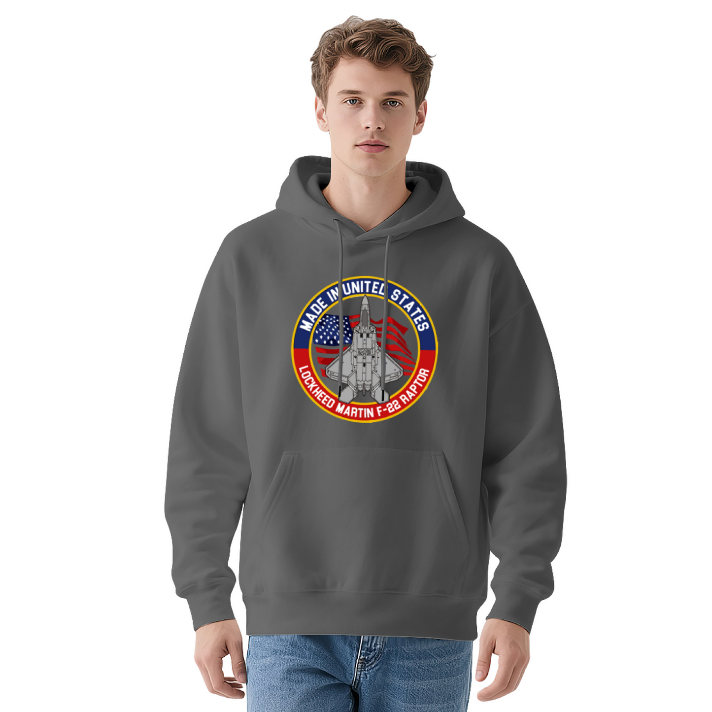 Made In USA F-22 Raptor Fighter Jet Unisex Hoodie, Warm Comfort Aviation Pullover