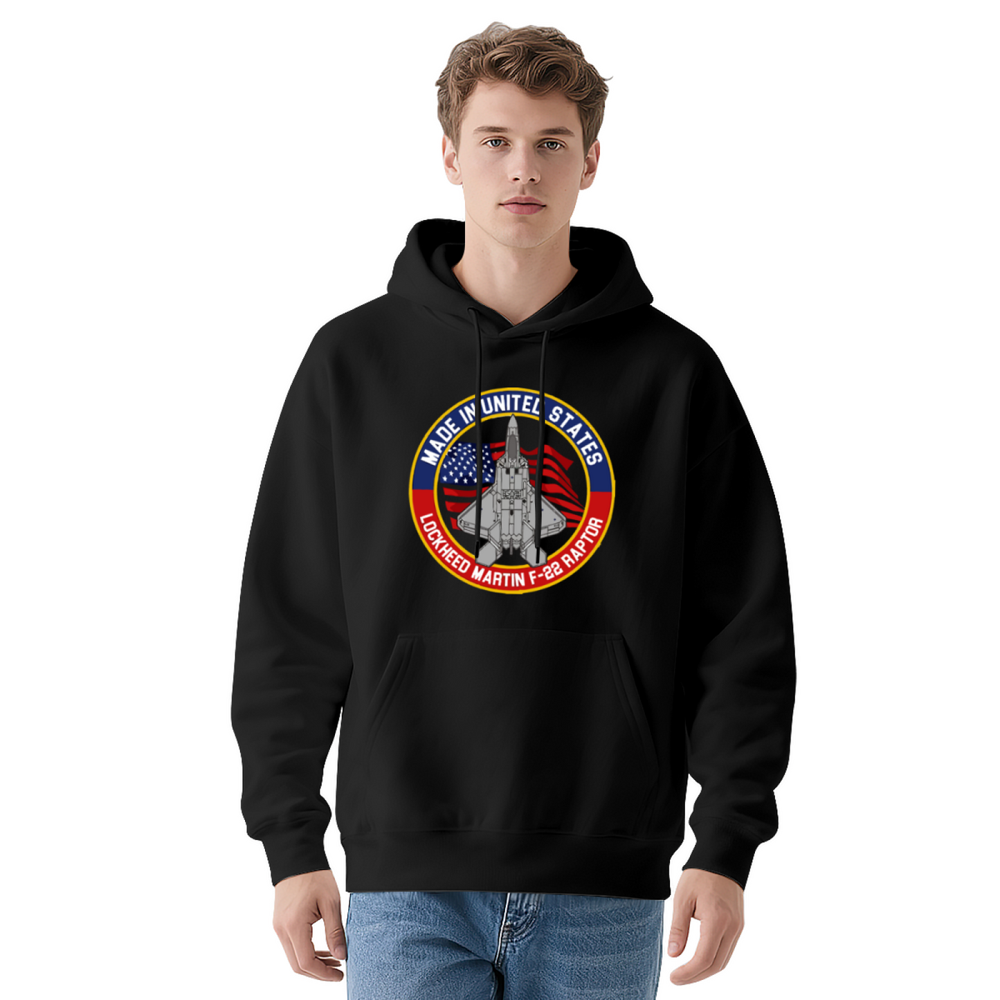 Made In USA F-22 Raptor Fighter Jet Unisex Hoodie, Warm Comfort Aviation Pullover