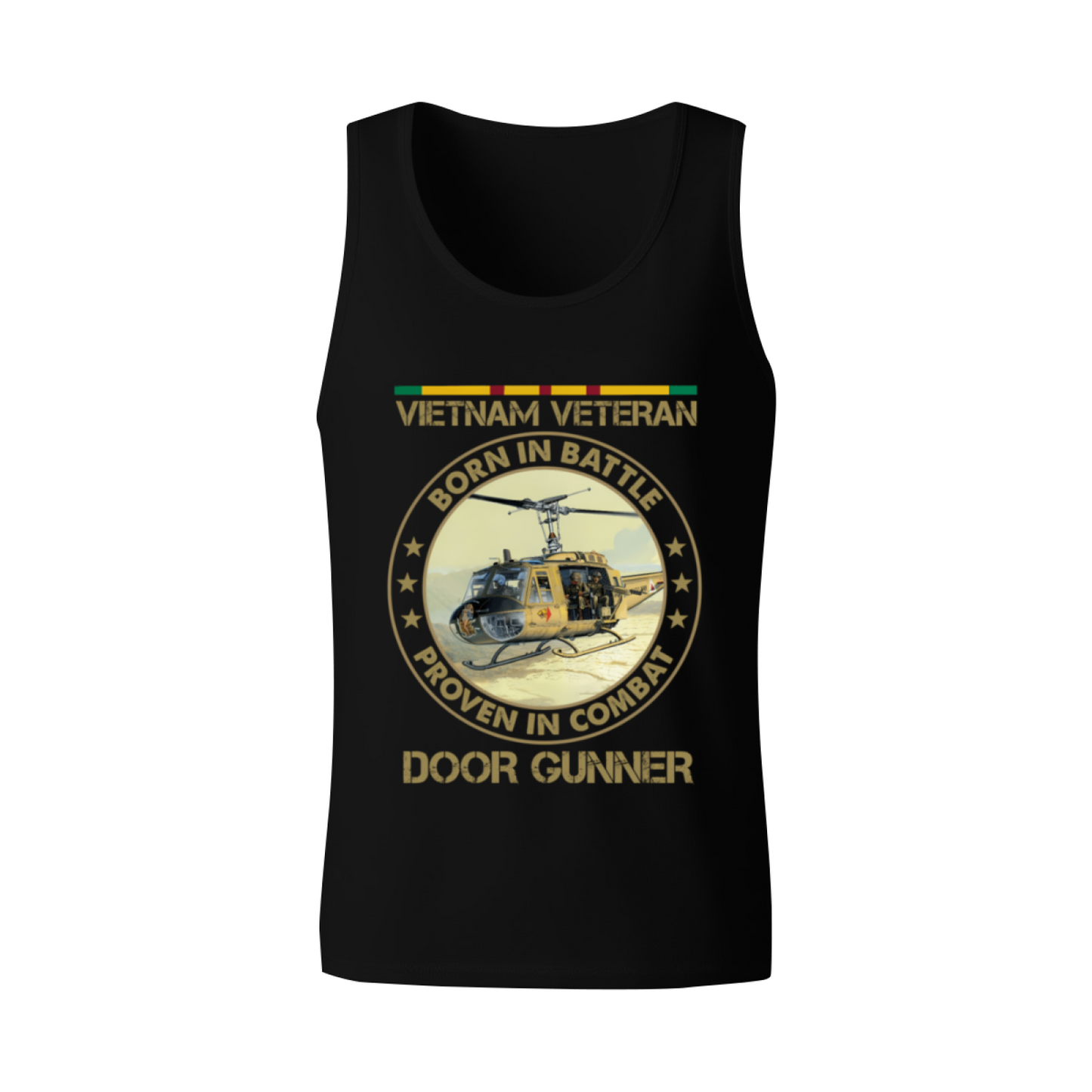 Vietnam Veteran Door Gunner Huey Helicopter Retro Tank Top