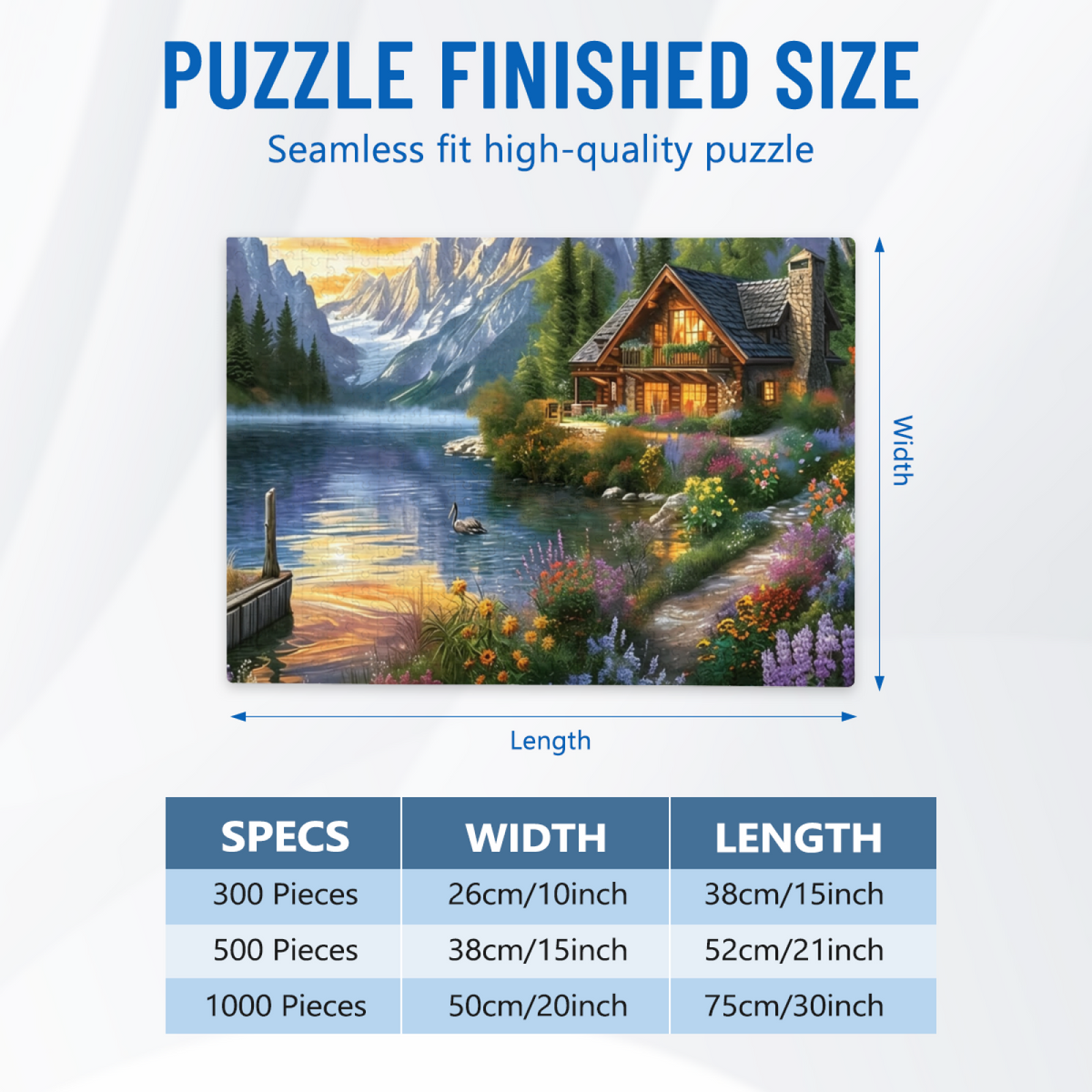 Mountain Lake Log Cabin Golden Hour Scenic Jigsaw Puzzle