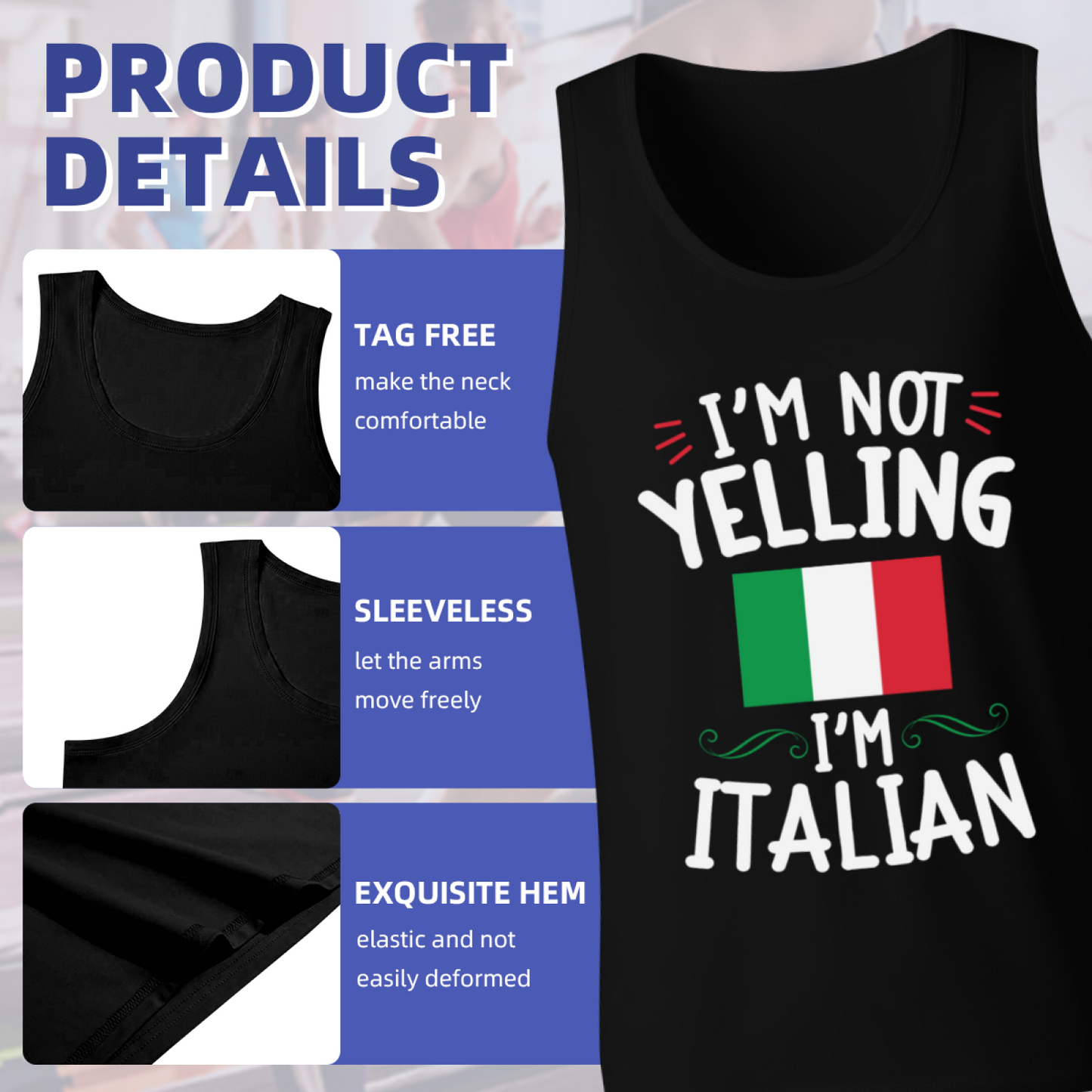 I¡¯m Not Yelling I¡¯m Italian Funny Italy Flag Heritage Tank Top