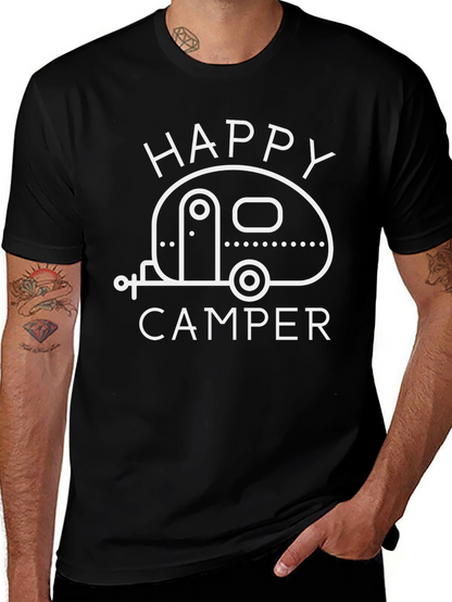 Happy Camper Graphic Tee - Black Camping T-Shirt
