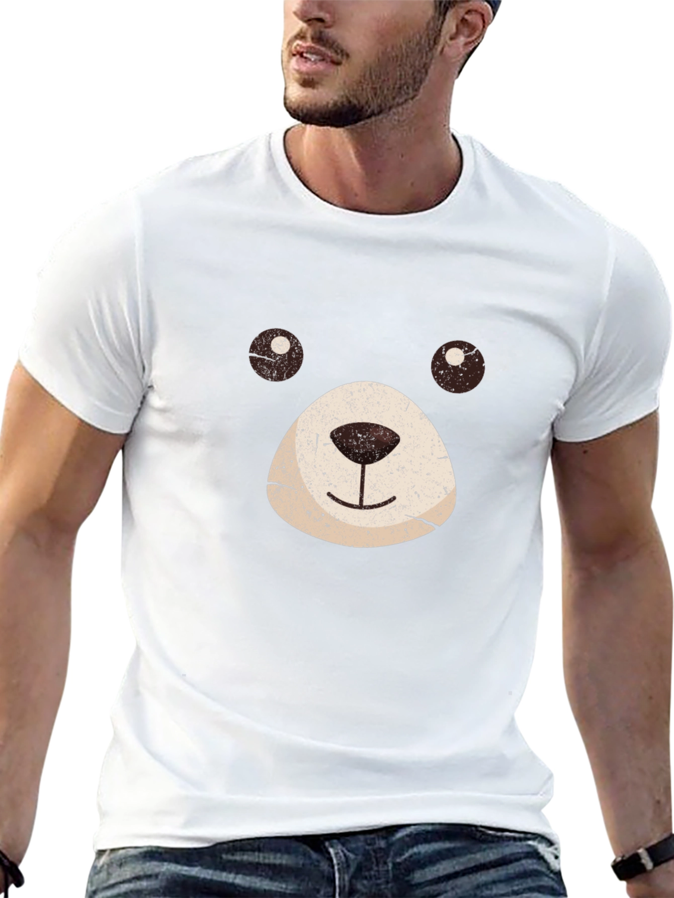 Bear Face Graphic Black T-Shirt