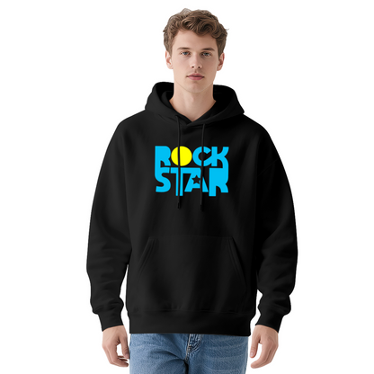Bold Rock Star Color Block Letter Hoodie, Music Fan Trendy Cozy Street Sweatshirt